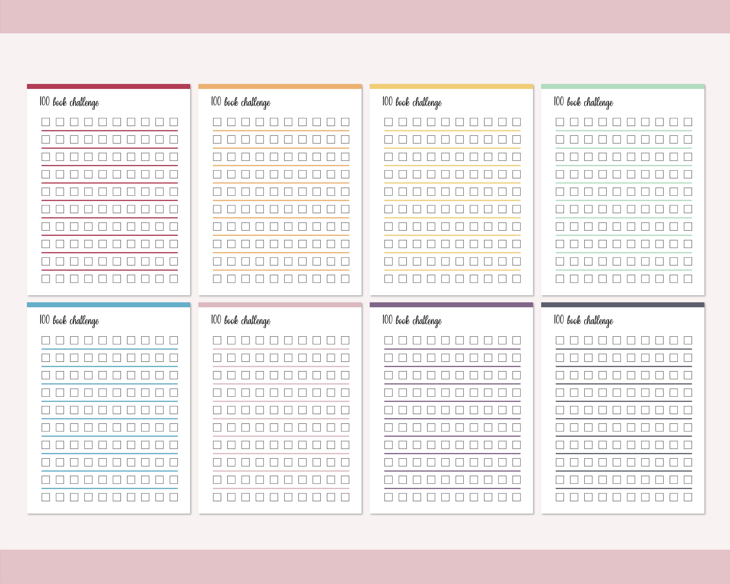 Printable 100 book challenge reading planner book reading | Etsy