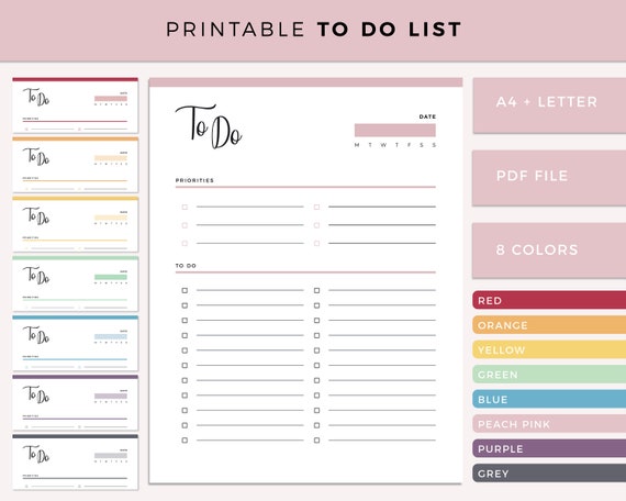 Printable to Do List  Instant Download Print at Home Planner