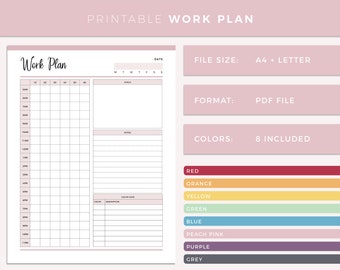 Printable 10 minute work plan, daily planner, print at home day to day study plan, daily goals outline, organizer and plan template