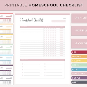 Homeschool Checklist Printable, Daily Checklist for Homeschool Teachers, Home school teaching routine check list, Daily task list