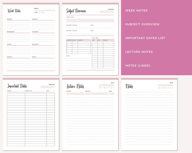 Student Planner Printable Pack Study Planner School and - Etsy
