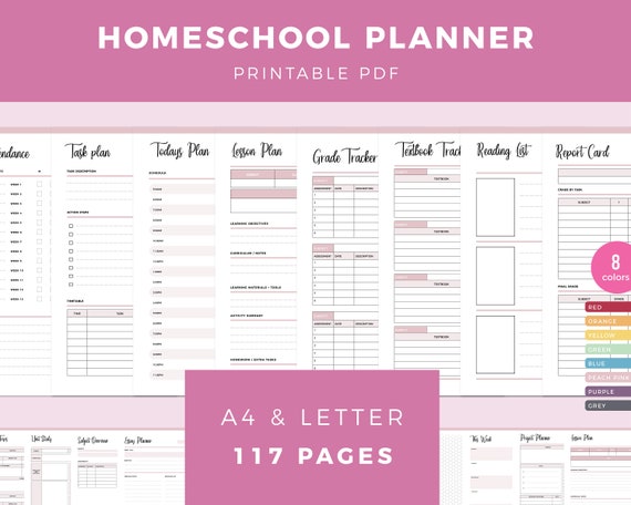 Homeschool Planner Printable | Home School Teacher Academic Planner, Home school Planner binder, Teaching materials homeschool