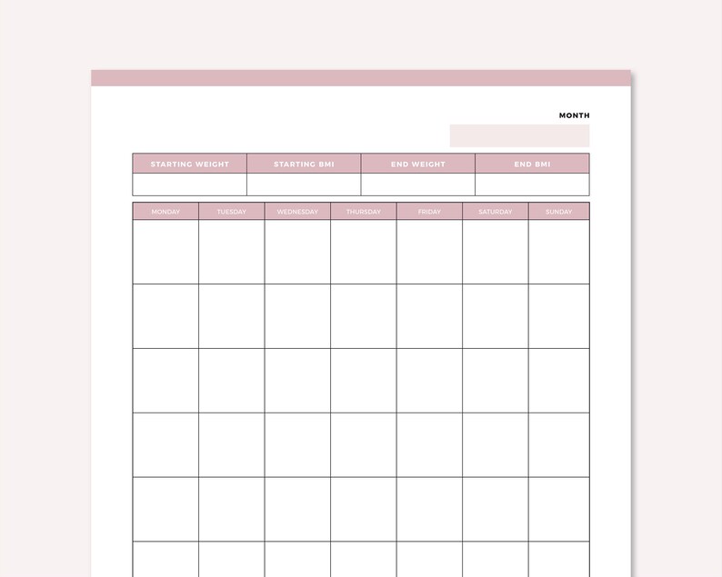 Printable Monthly Fitness Planner Fitness Calendar Exercise - Etsy