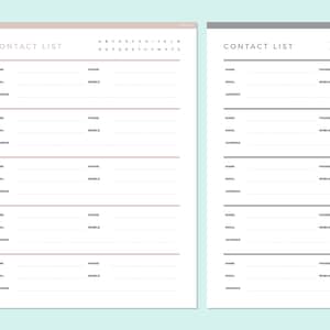 Editable Contact List Printable, Fillable Address Book Template ...