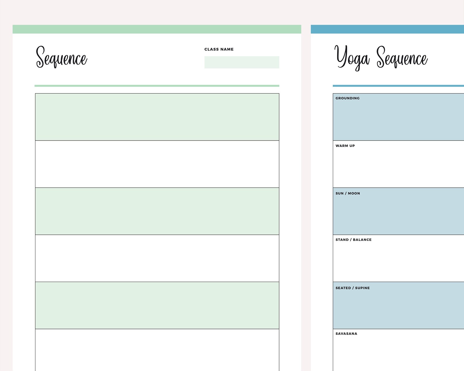 Printable Yoga Sequencing Planner, Yoga Sequence Pages, Yoga Sequence ...