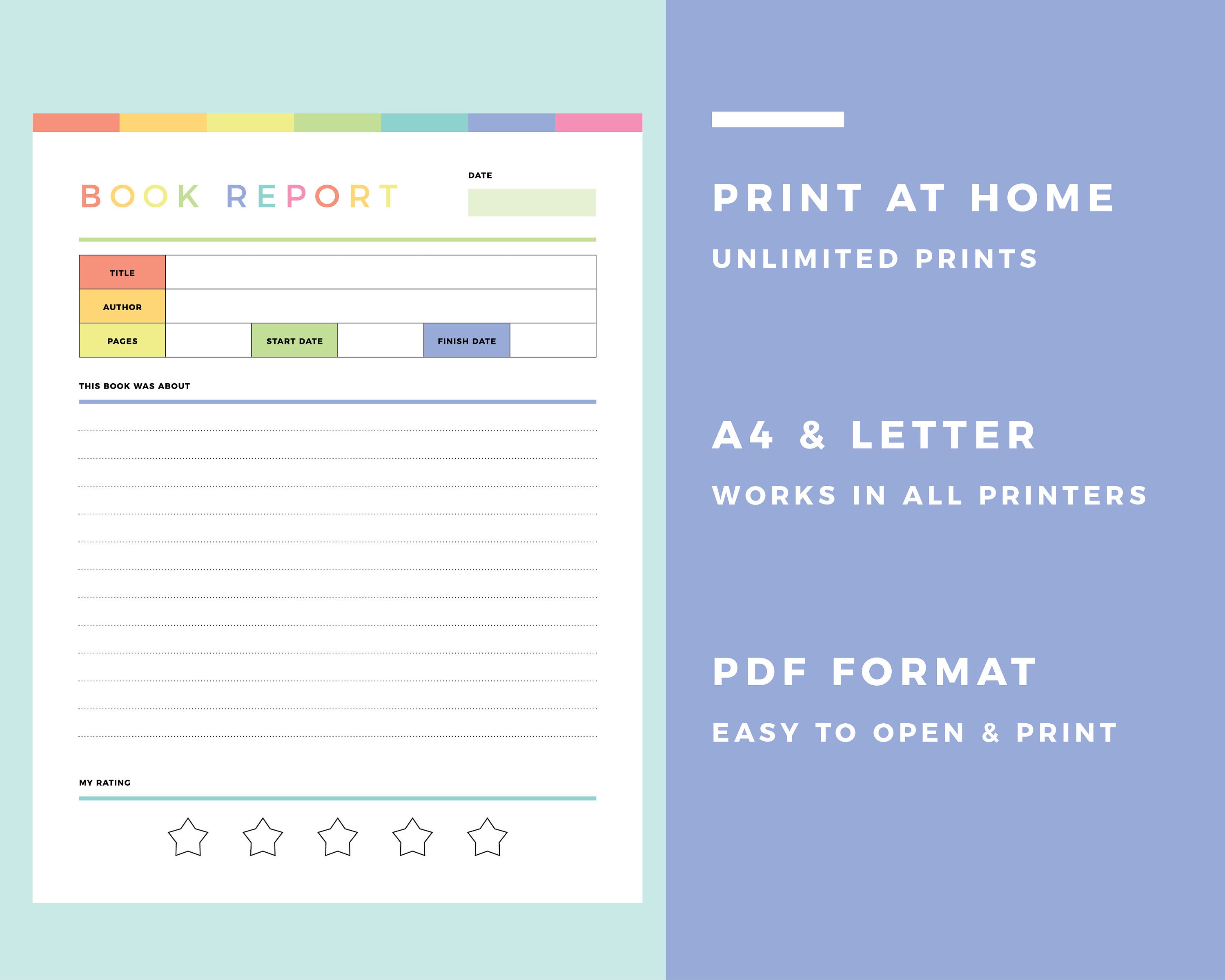 Printable Book Review Template for Kids, Childrens Book Report, Kids ...