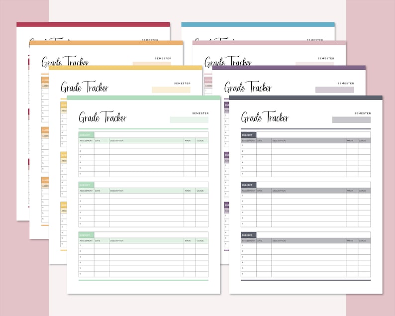 Printable grade tracker homeschool gradebook student grading etsy