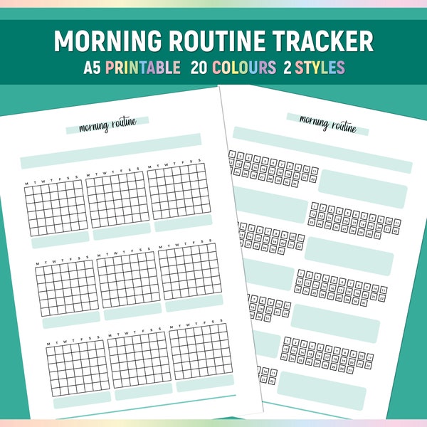 A5 Monthly Morning Routine Template, Printable Morning Routine Tracker Tracker, Productive Morning Journal, Daily Morning Ritual Log PDF