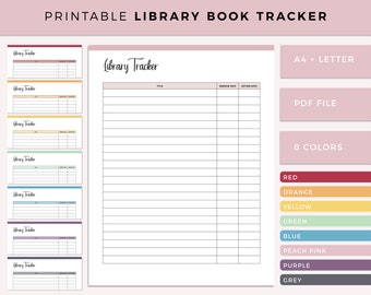 Printable Library Book Tracker, Library borrowing planner, Library borrow log, Book Lover Journal, A4 and Letter size, Print at Home