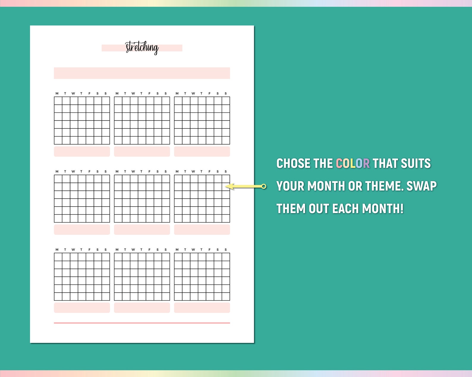 Stretchng Log A5 Monthly Stretching Template, Printable Stretching Exercises Tracker ...