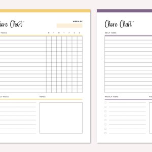 Printable Chore Chart, Print at Home Daily Chores List, Household to Do ...
