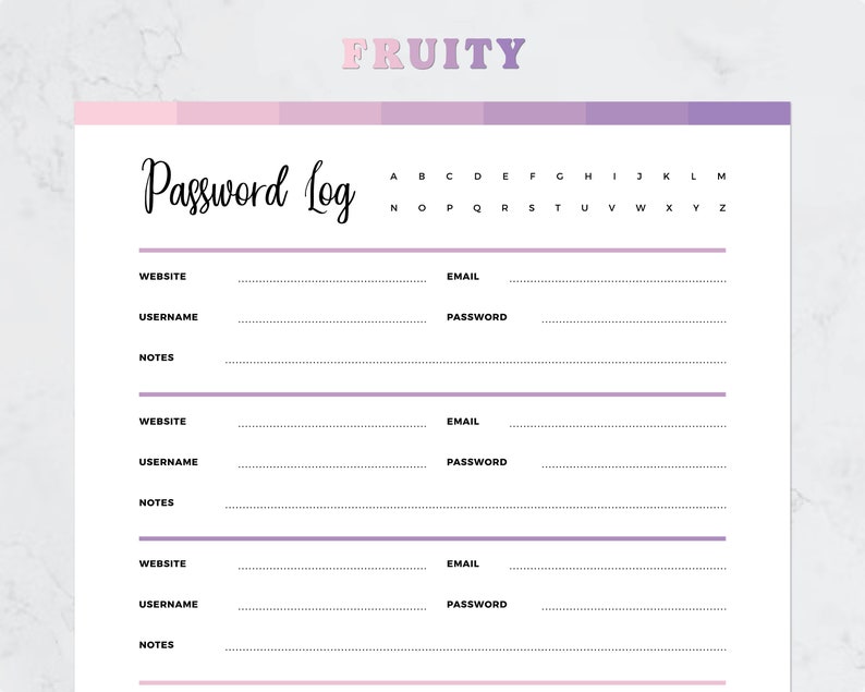 Password Tracker Printable | Rainbow Password Log - Etsy Australia