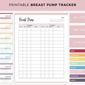 Printable Breast Pump Record, Breastfeeding Log, Breast Pumping Tracker, Breastfeeding Chart, Breast Milk Pump Tracking Tracker