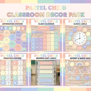 Pastellfarbenes Klassenzimmer Dekor | Pastell Kind Theme | Bunte Klassenzimmer Dekorationen | Materialien für Lehrer | Schwarzes Brett Displays