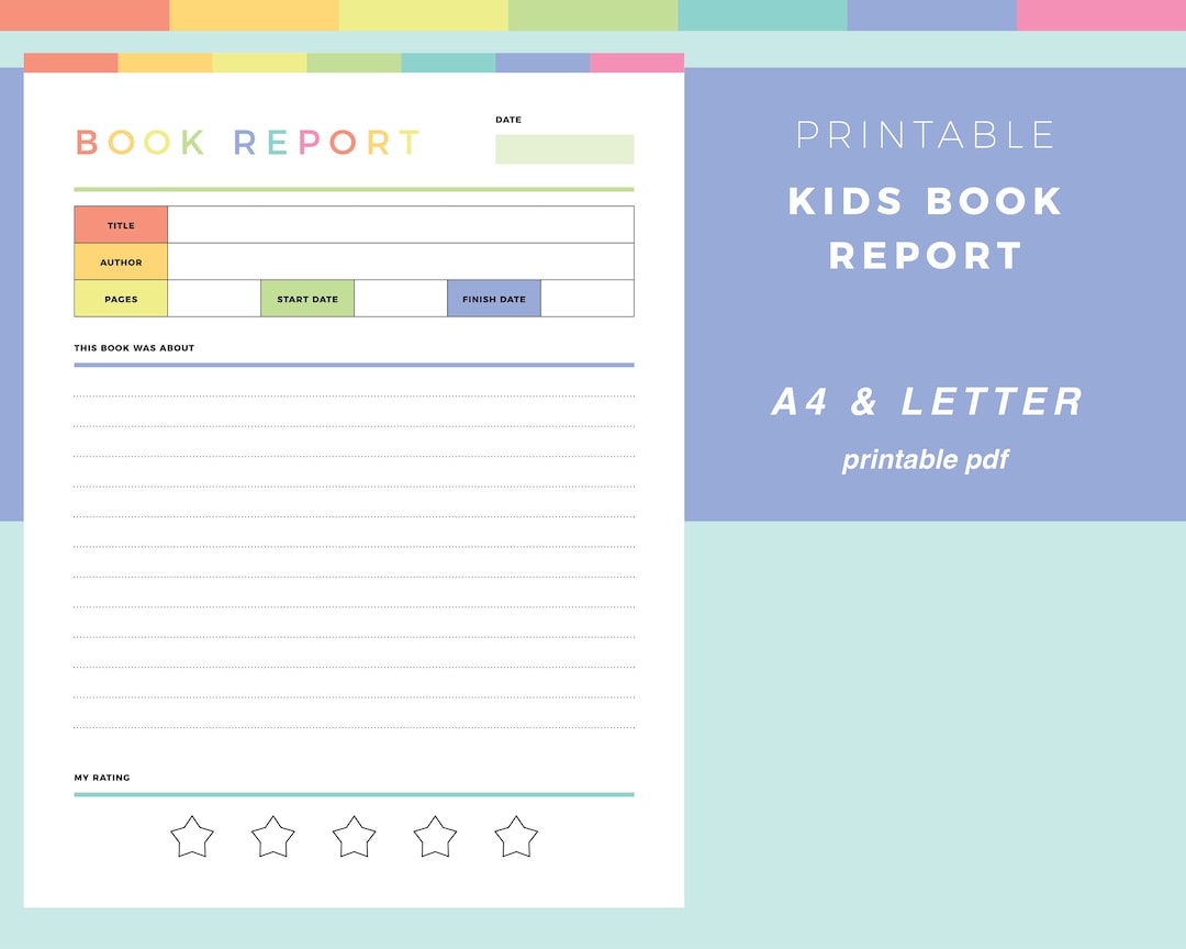 Printable Book Review Template for Kids, Childrens Book Report, Kids ...