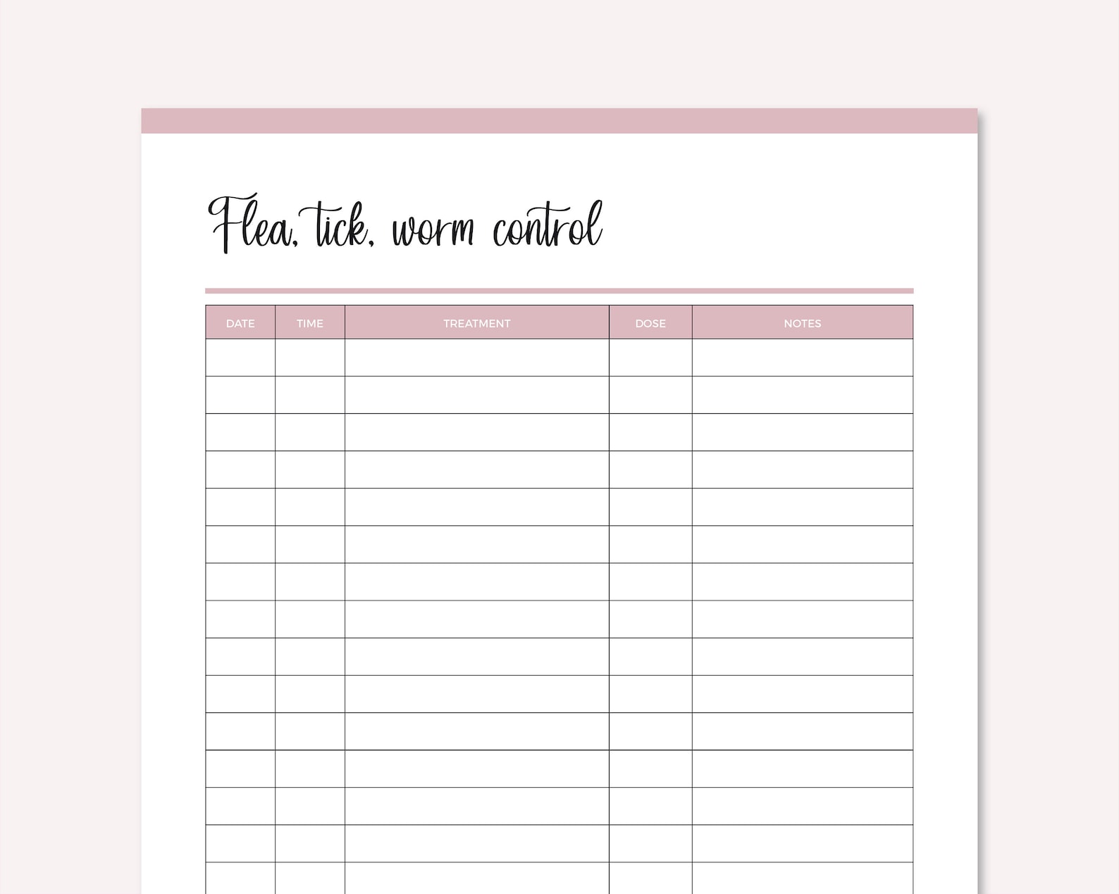 Printable Flea Tick and Worm Control Log Pet Care Health - Etsy España