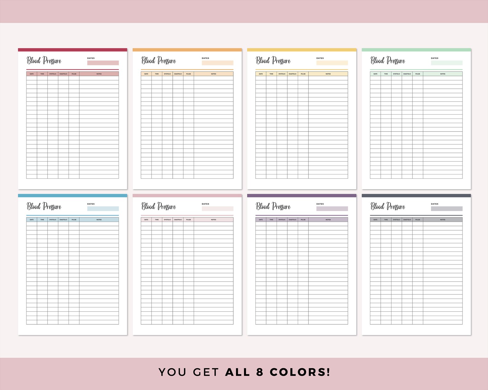 Blood Pressure Log Book Printable, High Blood Pressure Tracker ...