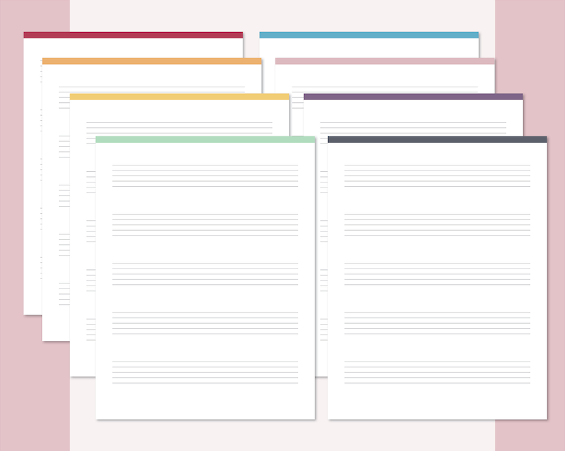 Printable Lined Music Sheets Print at Home 5 Stave Music - Etsy