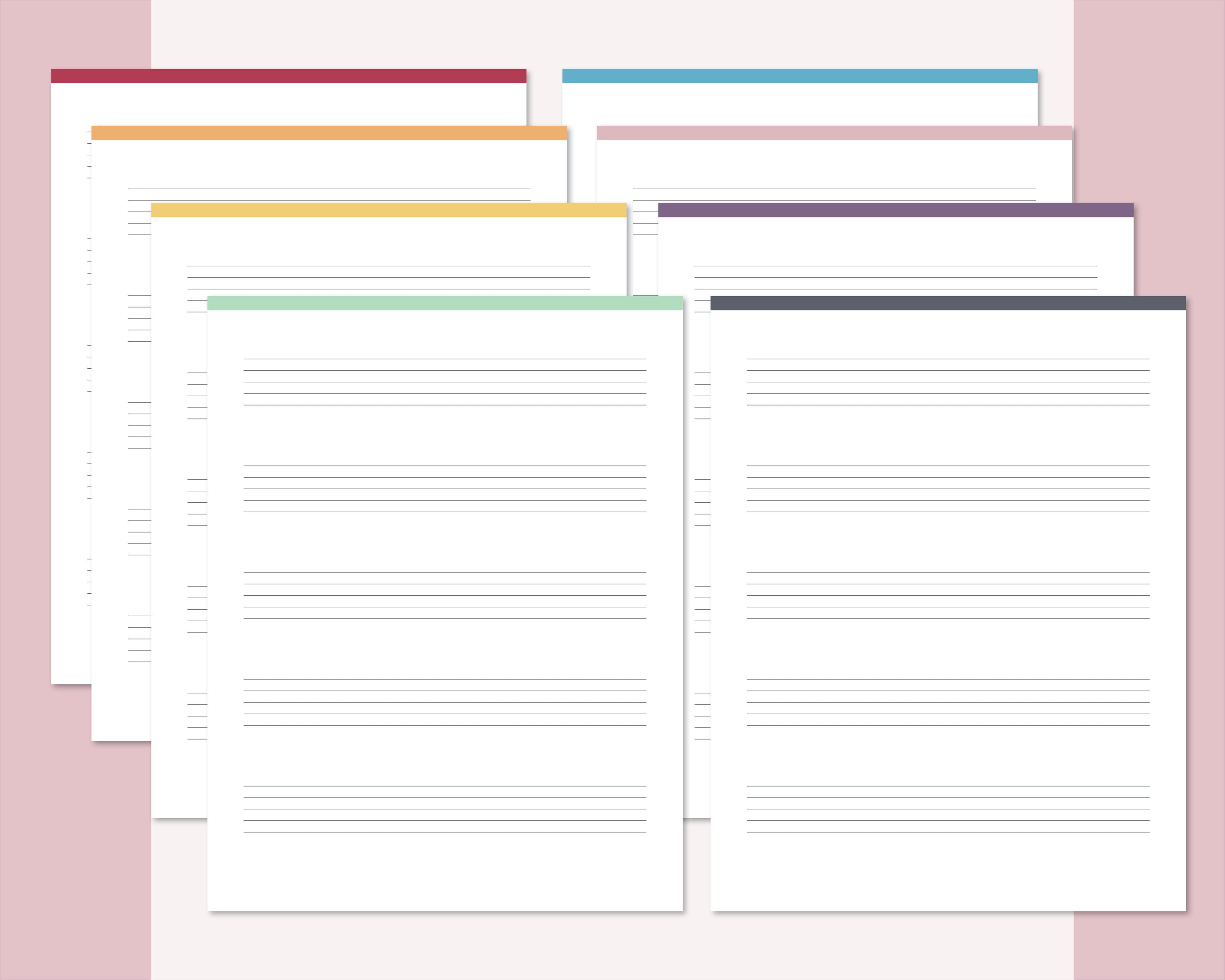 Printable Lined Music Sheets Print at home 5 Stave Music | Etsy
