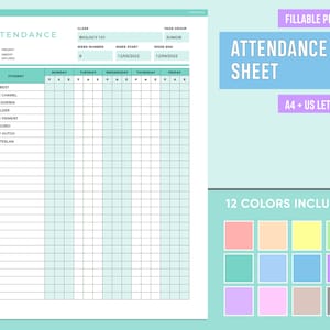 Editable Attendance Sheet Printable, School Attendance Log, Attendance Record, Class Attendance Tracker | EDITABLE PDF A4 / LETTER