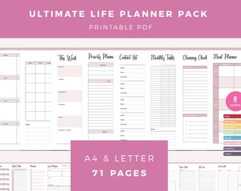 Life Planner Printable, print at home goal planner, life binder, ultimate life plan, productivity planner, 2024 planner pack, A4 and letter