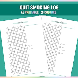 A5 Quit Smoking Tracker, Printable Nicotine Reduction Journal, Simple Stop Smoking Chart, Daily Quit Smoking Log PDF, Daily Tracker