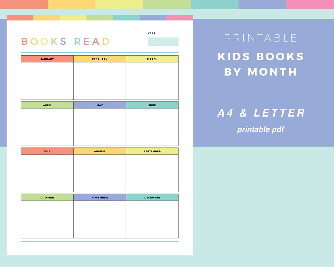 Printable Reading Log for Children, Kids Reading Diary, Books Read Each