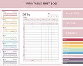 Printable Diet Journal, Diet Log, Food Planner, Weight Loss Journal, Food Tracker, Meal Tracker, Weight Loss Tracker, Food Journal