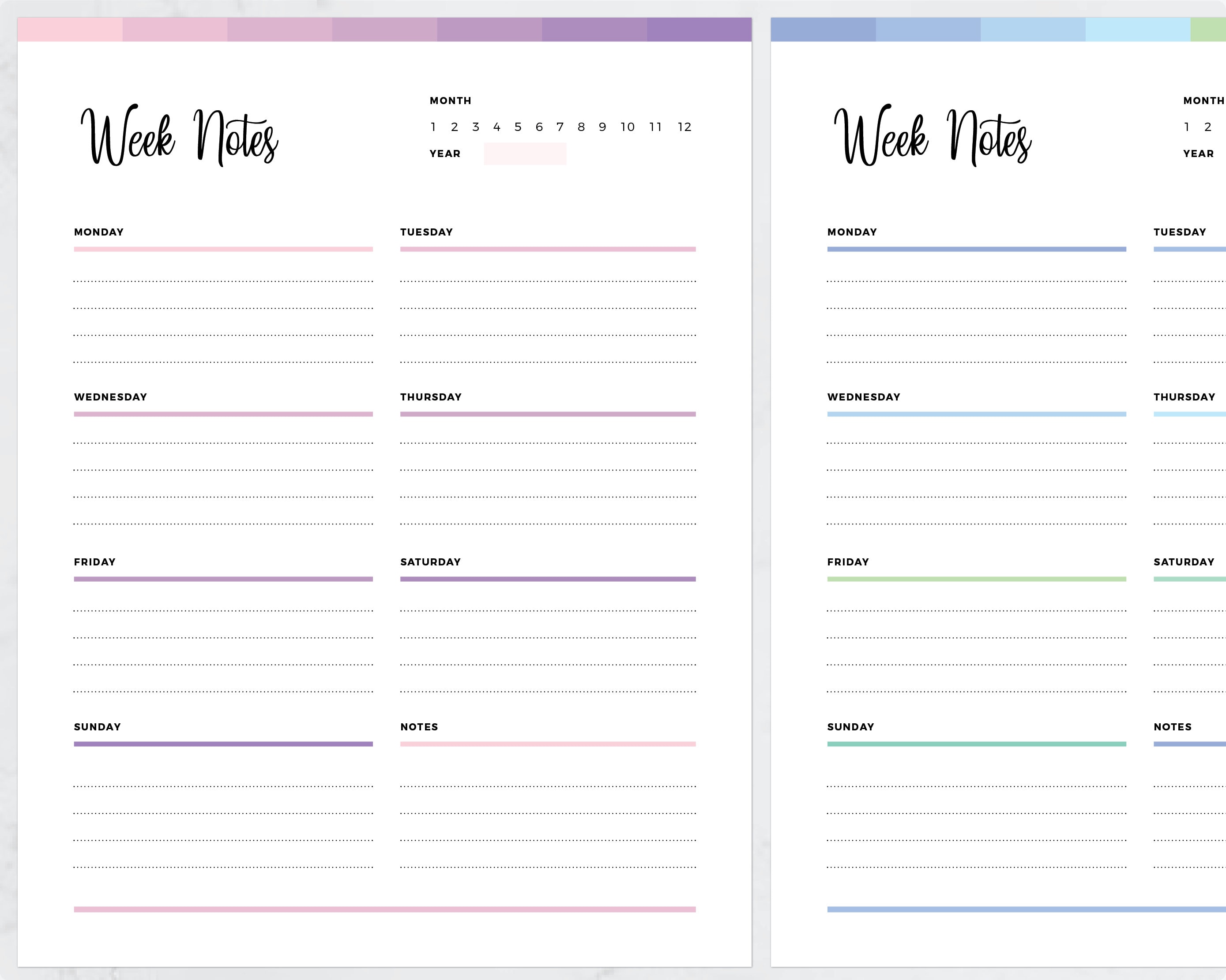 Printable Weekly Notes PDF, Week Notes Planner Insert, Notes Checklist ...