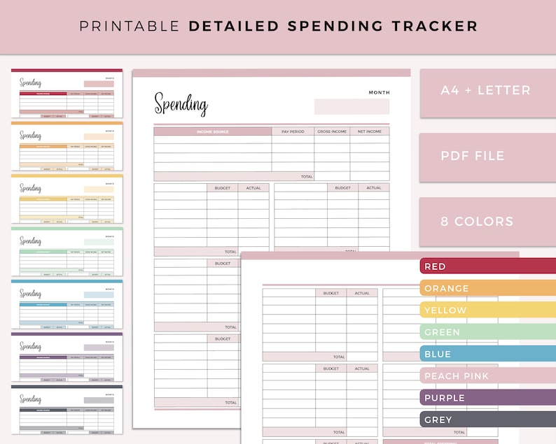 Printable Spending Tracker Detailed Expense Tracking Etsy