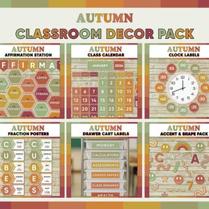 Herbst-Klassenzimmer-Dekor-Bundle | Braun & Grün Klassenzimmer Thema | Pinnwand Dekorationen | Ressourcen für Kindergartenlehrer | Klasse Konvolut