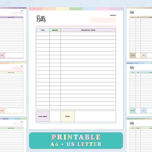Monthly Bill Tracker Printable, Bill Payment Tracker