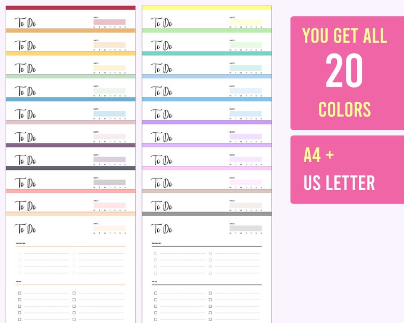 To Do List Printable A4 & US Letter - Etsy