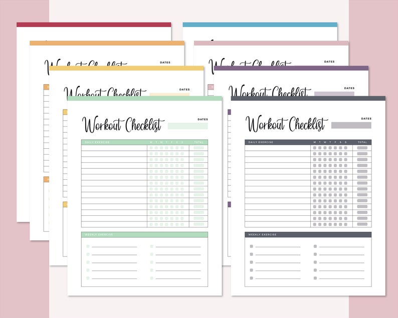 Printable Workout Checklist Print at Home Exercise Routine - Etsy