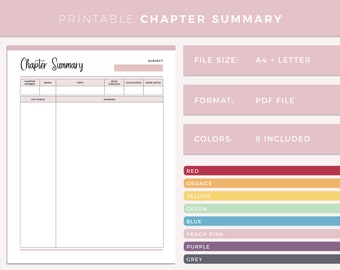 Printable chapter summary, assigned reading note tasking sheet, Print at home college planner pages, textbook summary sheet, exam prep