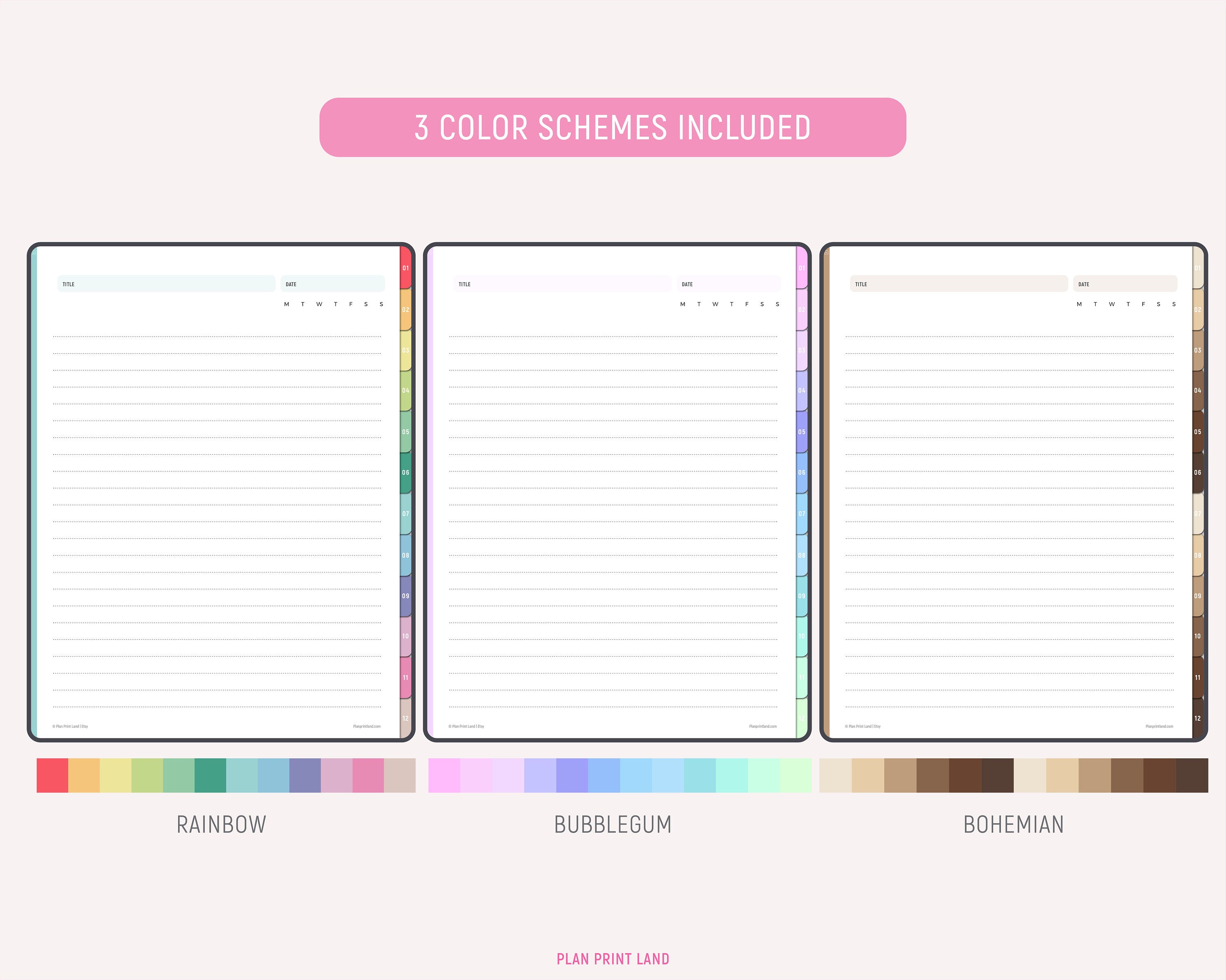 Digital Notebook, Note Book for Goodnotes, Notability, Zoomnotes, 12 ...