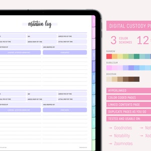 Digital Child Custody Bider, Custody Planner, coparenting calendar, single parent organizer, Divorce planning, Custody Battle Journal