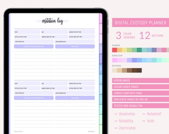 Digital Child Custody Bider, Custody Planner, coparenting calendar, single parent organizer, Divorce planning, Custody Battle Journal