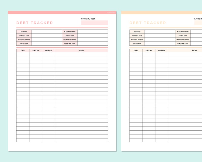 Editable Debt Payment Tracker, Fillable Debt Tracker, Debt Payoff ...