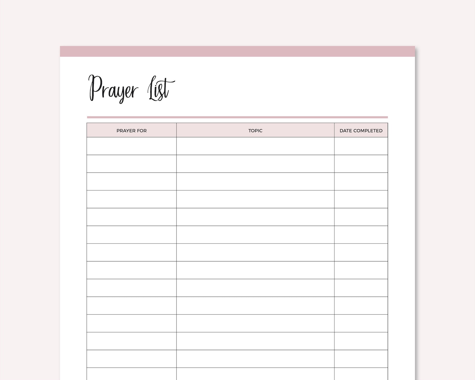 Printable Prayer List Print at Home Prayer Journal Planner - Etsy UK