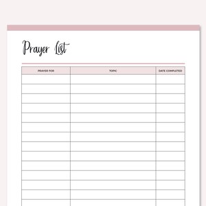 Printable Prayer List, Print at Home Prayer Journal Planner Insert ...