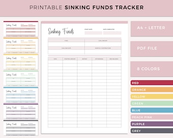 Sinking Funds Tracker Printable, Savings Tracker, Savings Challenge, Budget Planner, Savings Log, Finance Planner, Savings Goal, fund