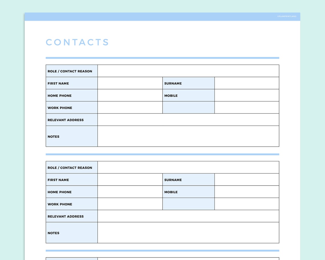 Phone Directory Editable Editable Contact List Printable, Printable Address Book, Business ...