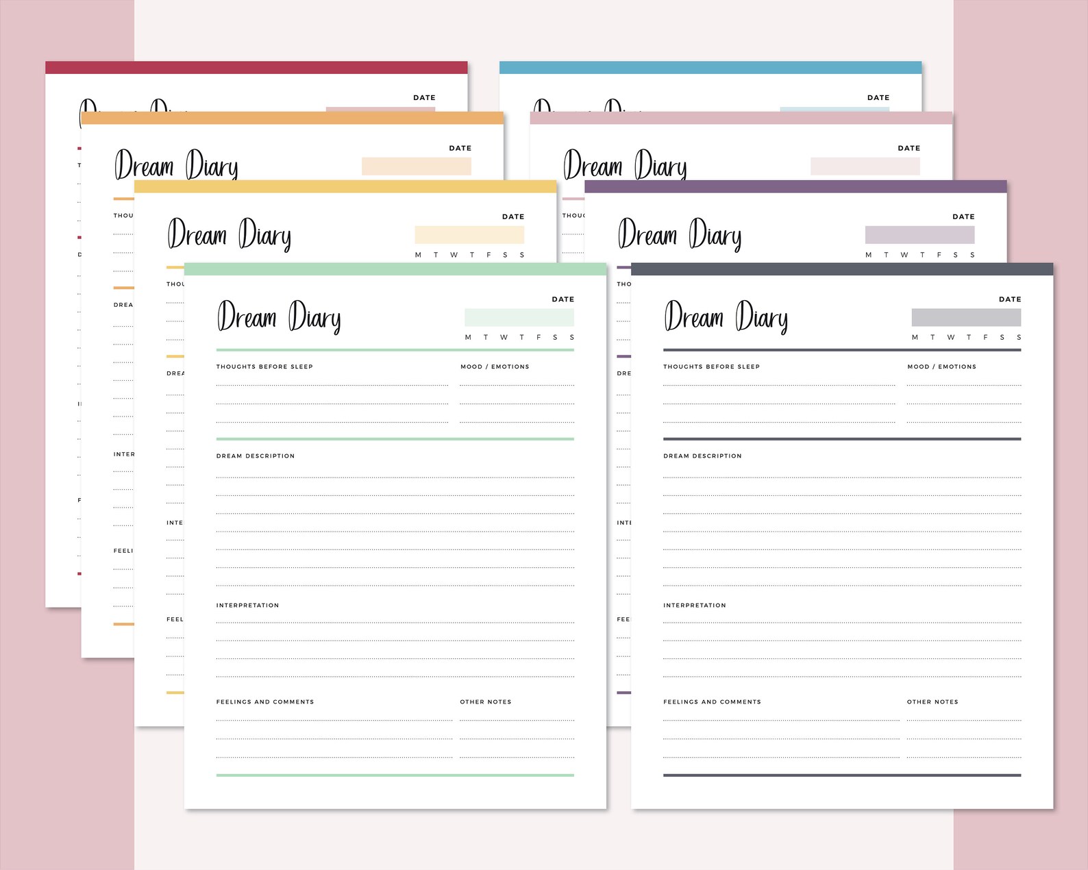 Printable Dream Journal Print at Home Dream Diary Dream Etsy UK