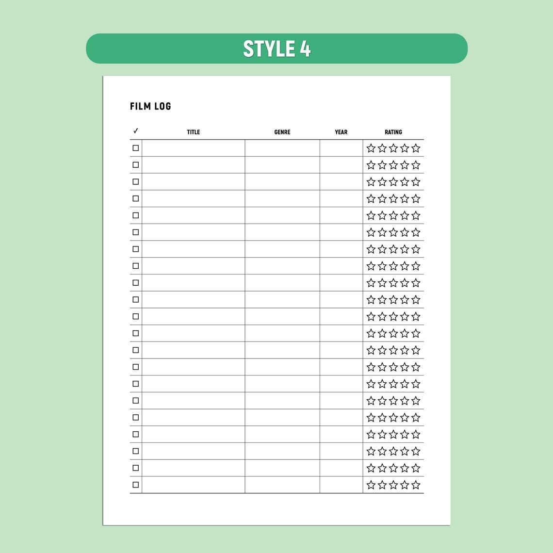 Film Log Printable, Movie Tracker Template, Film Journal, Movies ...