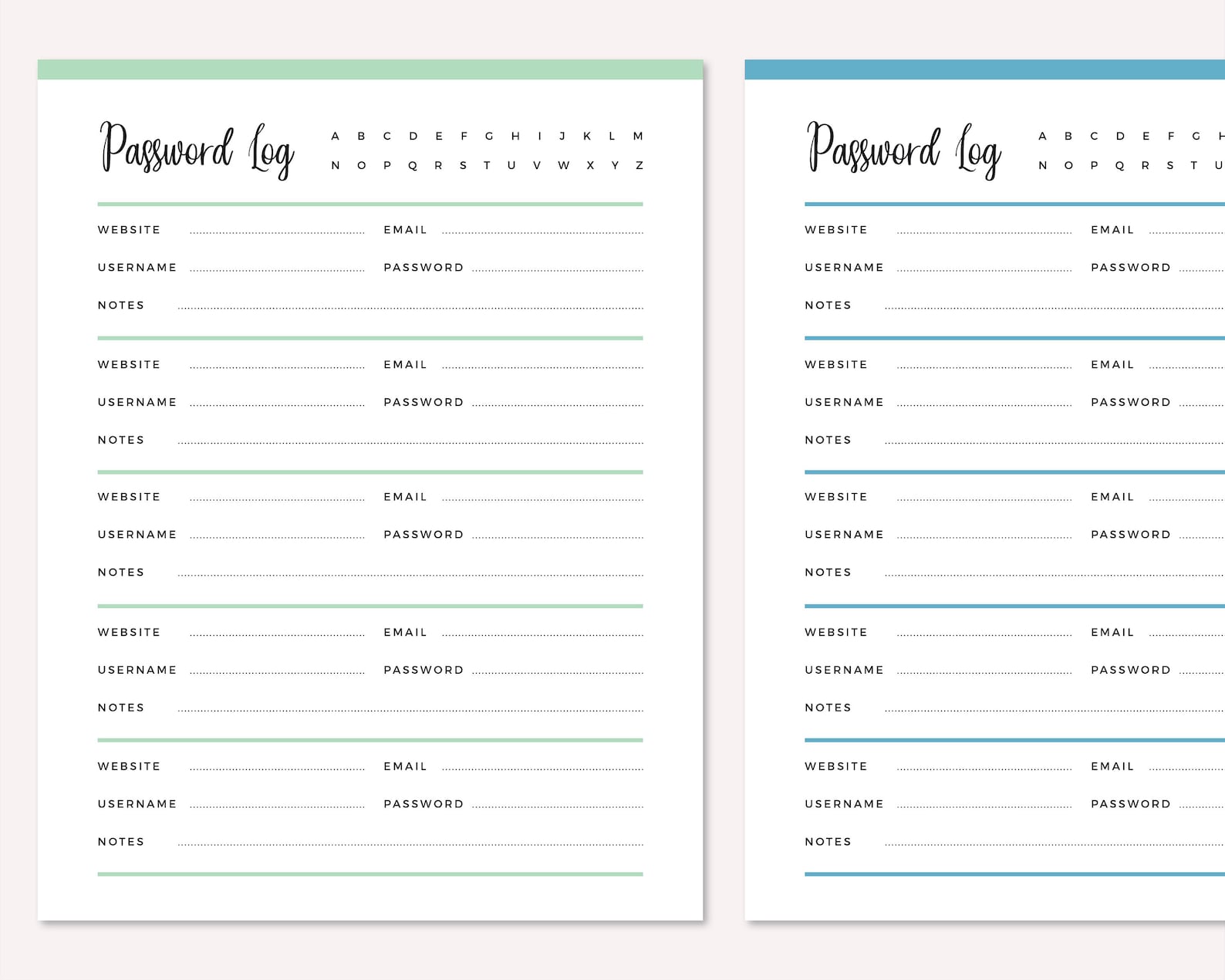 Printable Password Tracker, Password Log, Address Book Pages, Instant ...