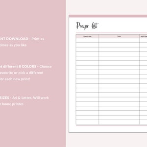 Printable Prayer List, Print at Home Prayer Journal Planner Insert ...