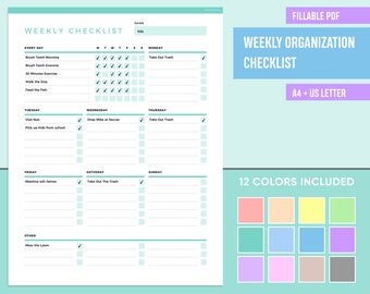Editable Weekly Checklist printable, Fillable to do list , Weekly Planner, Daily To Do List, Task Planner, Daily Checklist