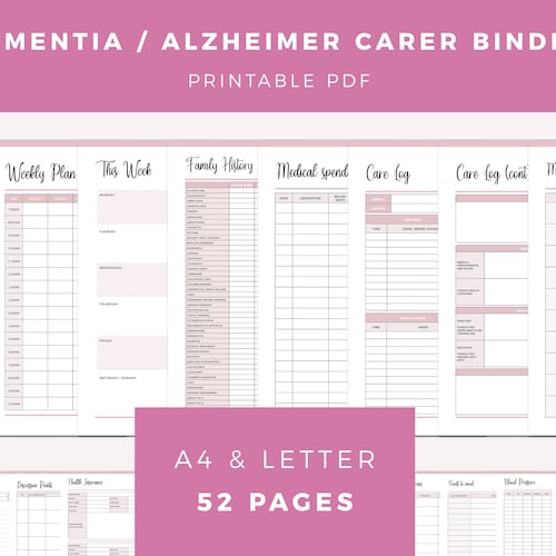 Dementia Care Planner Printable Alzheimer's Caregiver - Etsy