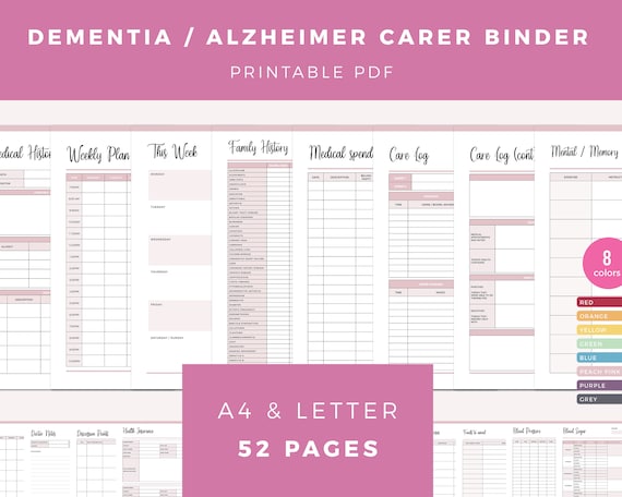 Printable Dementia Care Planner Alzheimer's Carer Binder - Etsy